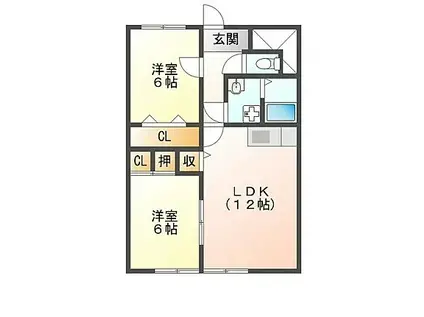 サニーパーク高師(2LDK/3階)の間取り写真