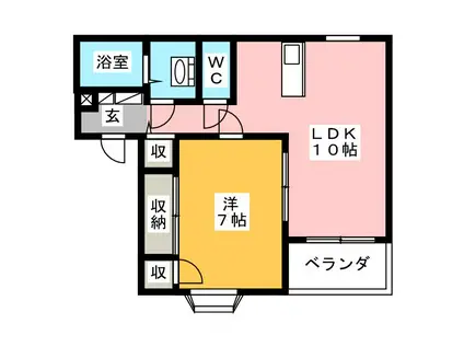 ア・ネスタB棟(1LDK/2階)の間取り写真