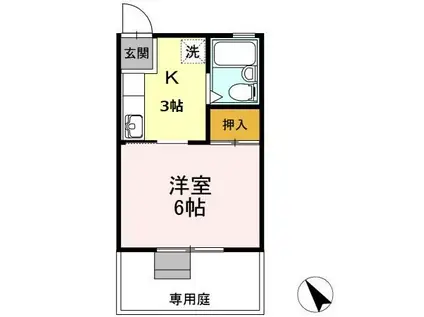 ハイム六軒屋(1K/1階)の間取り写真