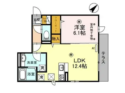 レディア(1LDK/1階)の間取り写真