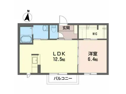 カウベル(1LDK/2階)の間取り写真
