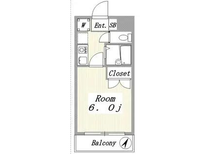 ディアロード(1K/2階)の間取り写真