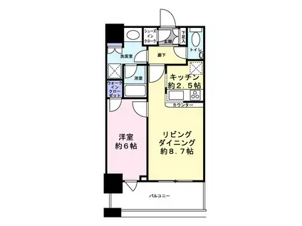 クレストタワー品川シーサイド(1LDK/6階)の間取り写真