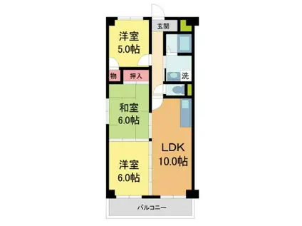 チェリーアベニュー夙川(3LDK/2階)の間取り写真