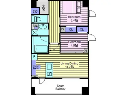 YG RESIDENCE 壱番館(2LDK/3階)の間取り写真