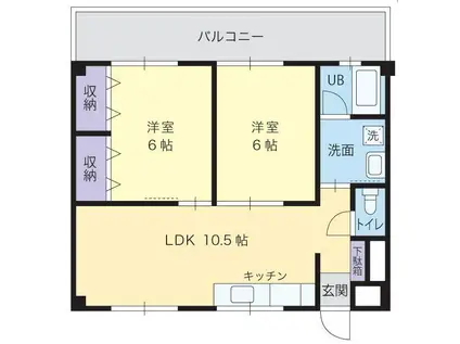 春日コーポラス(2LDK/2階)の間取り写真