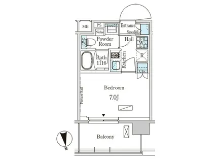 パークアクシス柏(1K/6階)の間取り写真