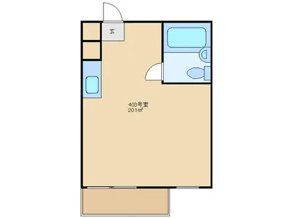 2沿線利用可 四ツ谷三丁目駅 曙橋駅 広々8畳1R 駐輪場有(ワンルーム/4階)の間取り写真