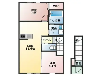PEACE BOXはれまちB(2LDK/2階)の間取り写真