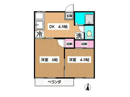 フォーブル神谷A(2DK/1階)の間取り写真