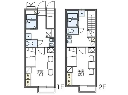 レオパレスCALM戸倉II(1K/1階)の間取り写真