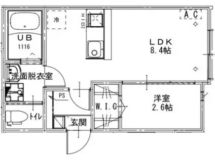 ケイアイレジデンス小手指(1LDK/2階)の間取り写真
