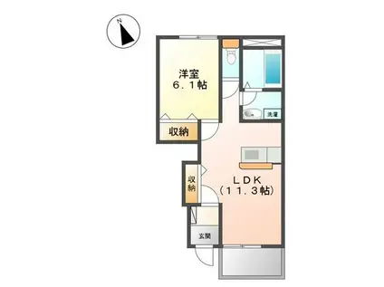 グランドゥールII(1LDK/1階)の間取り写真