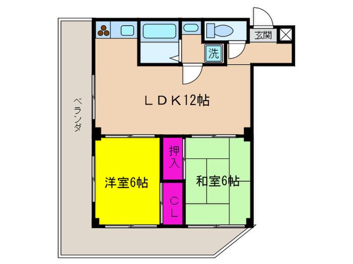 パティオス豊里館(2LDK/3階)の間取り写真