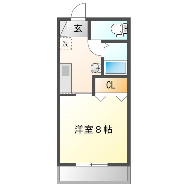 キャンパス(1K/2階)の間取り写真