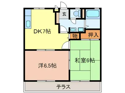 プレミールミタニ(2DK/1階)の間取り写真