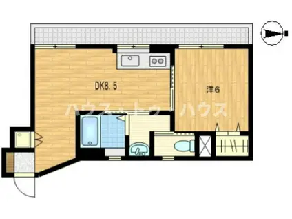 シャトー瑠璃(1DK/5階)の間取り写真