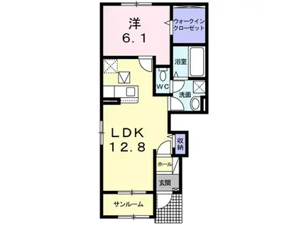 プラシード室(1LDK/1階)の間取り写真