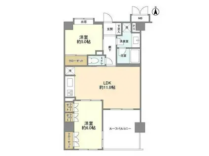 アルシオン生田サンクロールヒルズ(2LDK/4階)の間取り写真