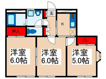 ジュネッタ8(3K/1階)の間取り写真