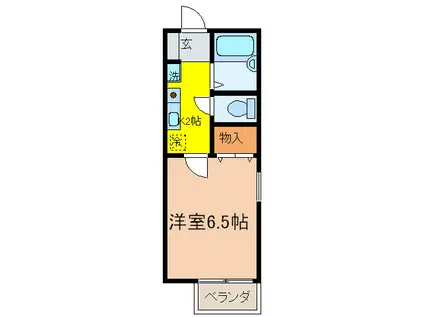 ソレイユルヴァン(1K/1階)の間取り写真