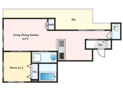 三軒茶屋1丁目メゾン(1LDK/4階)の間取り写真