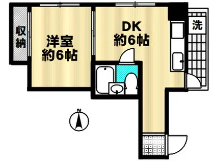 中原ビル(1DK/4階)の間取り写真