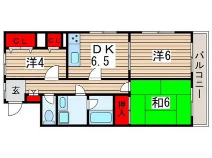 ビューシティINAGE(3DK/3階)の間取り写真