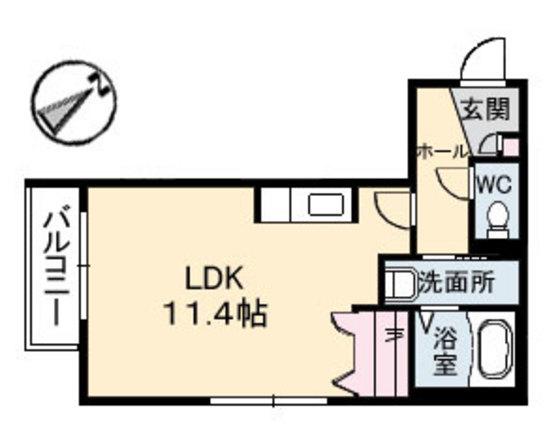 ベルヴュー段原(ワンルーム/3階)の間取り写真