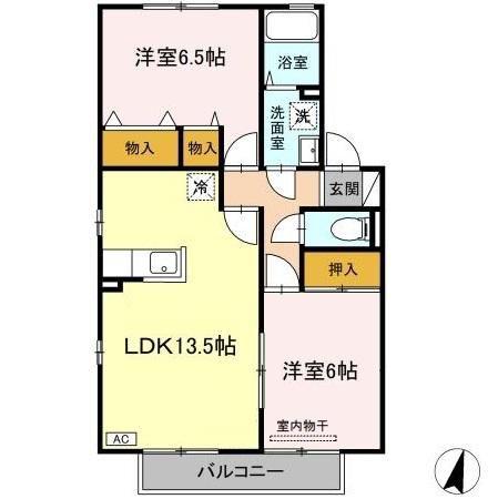 リージャ・パレA棟(2LDK/2階)の間取り写真