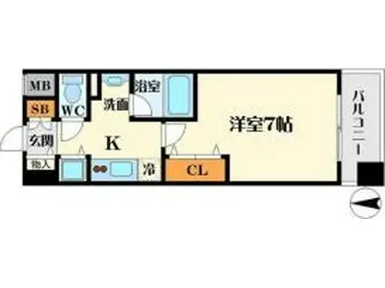 アーデン江坂(1K/6階)の間取り写真