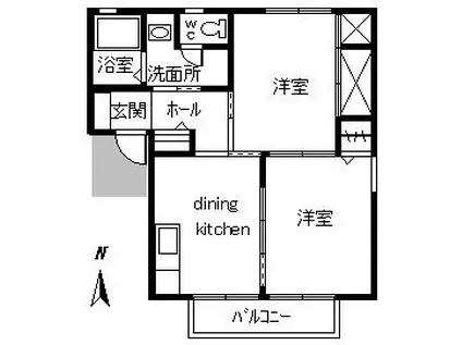 シャローム B(2DK/1階)の間取り写真