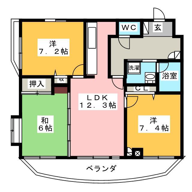 エレガンス秋山(3LDK/2階)の間取り写真