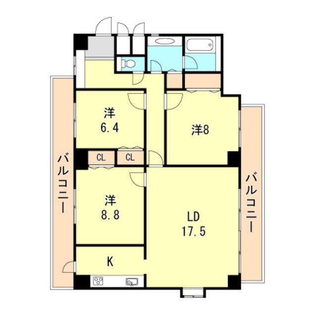 グランドール熊内(3LDK/7階)の間取り写真