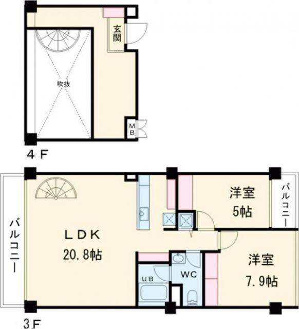 F COURT(2LDK/3階)の間取り写真