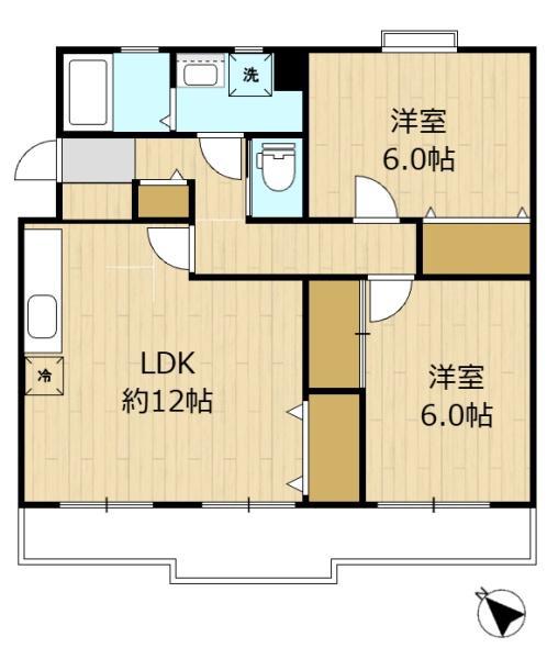つづきの丘レジデンス参番館(2LDK/3階)の間取り写真