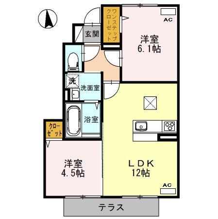 エコールKII(2LDK/1階)の間取り写真