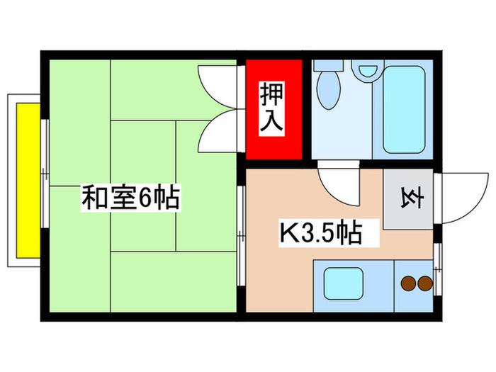オークハウス(1K/2階)の間取り写真