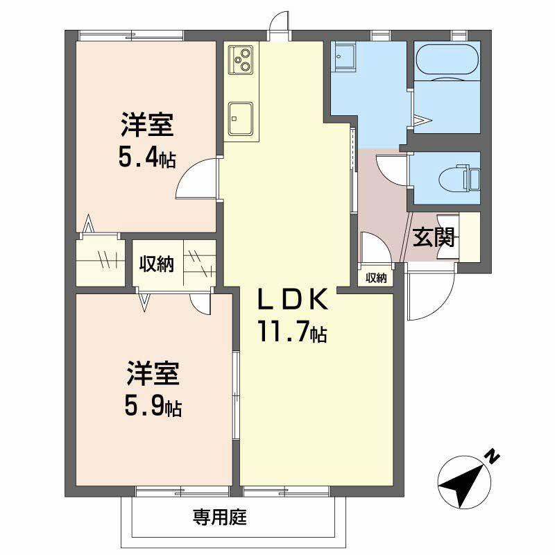 CALM SITIO(2LDK/1階)の間取り写真