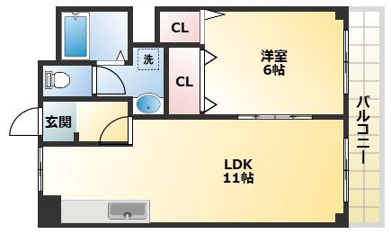 第二サンレジデンス(1LDK/4階)の間取り写真
