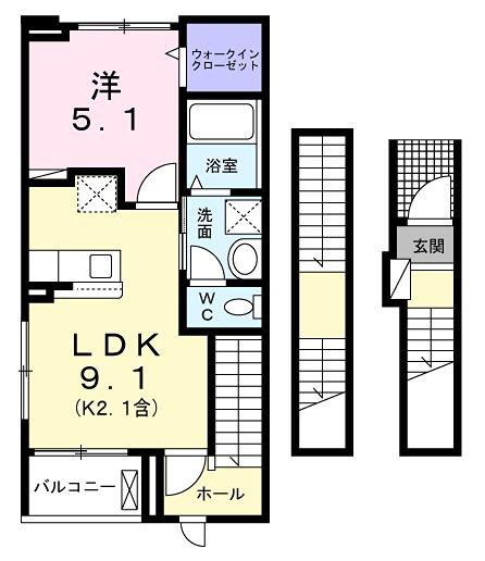ブリュームⅠ(1LDK/3階)の間取り写真