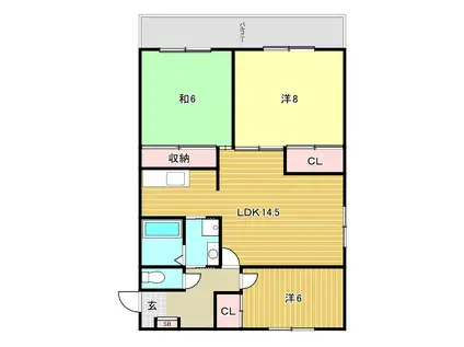 エクセル熊野II(3LDK/1階)の間取り写真