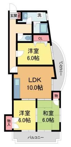 サンハイツ坂末(3LDK/2階)の間取り写真