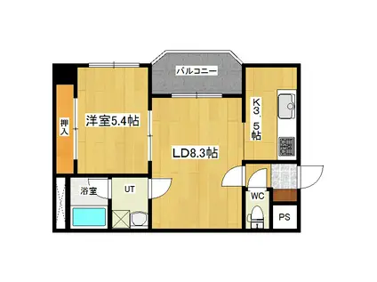 アーバンハイツ(1LDK/3階)の間取り写真