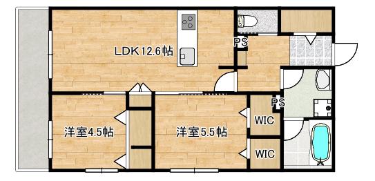 LA MAISON 千年(2LDK/2階)の間取り写真