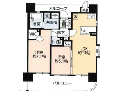 エステムエグゼ心斎橋(2LDK/4階)の間取り写真