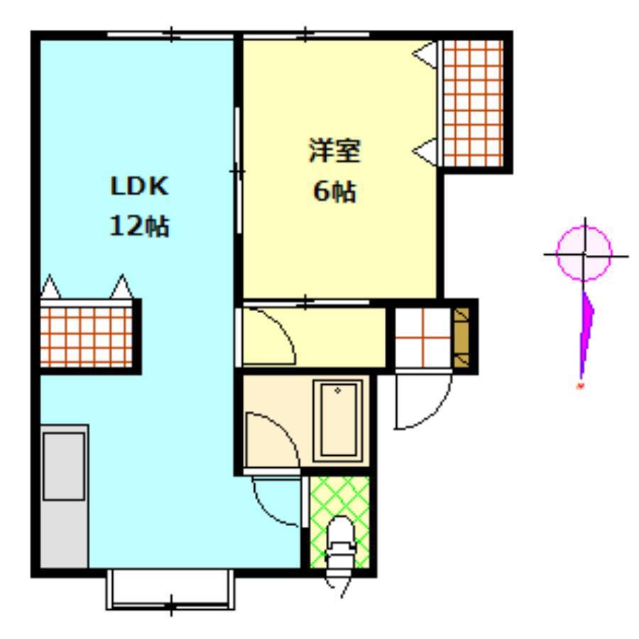 ヴィラージュU広面(1LDK/2階)の間取り写真