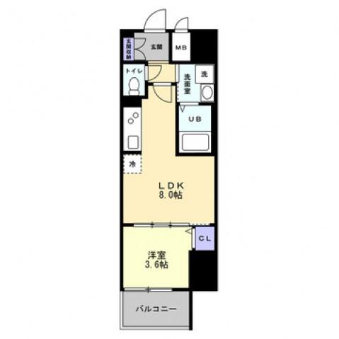 S-RESIDENCE中新町AVELIS(1LDK/7階)の間取り写真