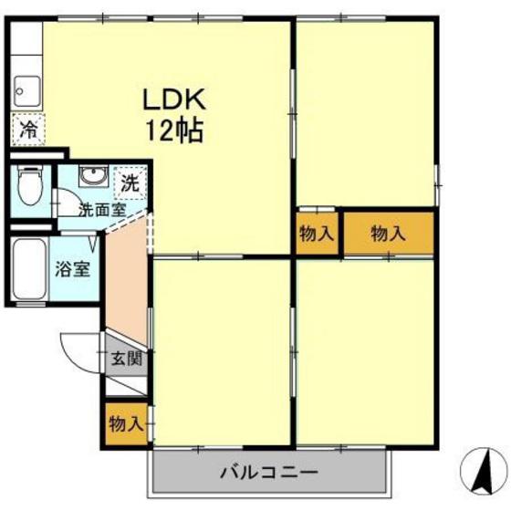 エントピア芳泉 B棟(3LDK/2階)の間取り写真