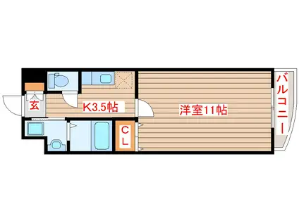 アニバーサリー第九木町通(1K/2階)の間取り写真